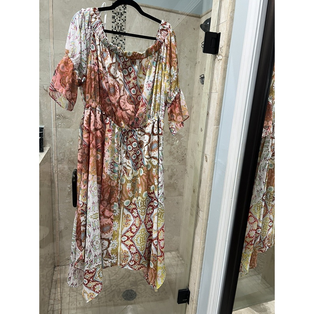 City Chic Womens Floral Multicolor Ruffle Off Shoulder Maxi Dress S/16 Festival